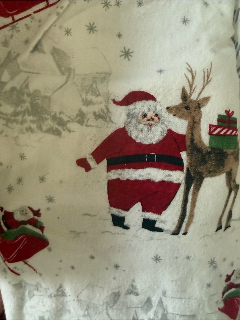 Pottery Barn Kids Santa and Reindeer Holiday Christmas Fitted Crib Sheet